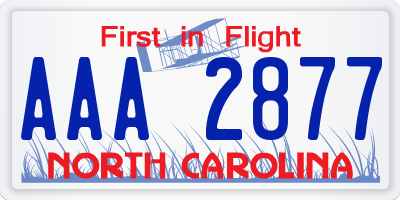 NC license plate AAA2877