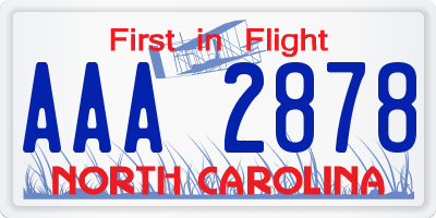 NC license plate AAA2878