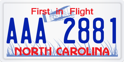NC license plate AAA2881