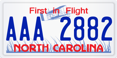 NC license plate AAA2882