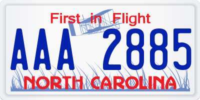 NC license plate AAA2885