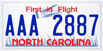 NC license plate AAA2887