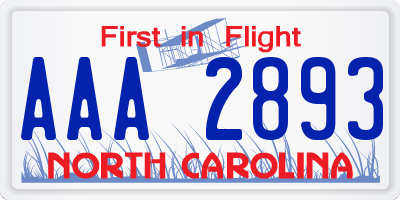 NC license plate AAA2893