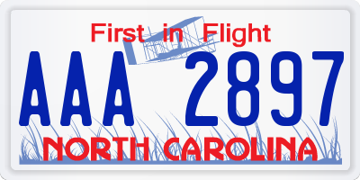 NC license plate AAA2897