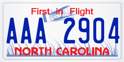 NC license plate AAA2904