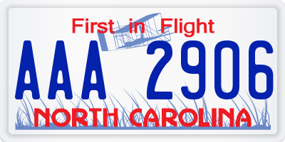 NC license plate AAA2906