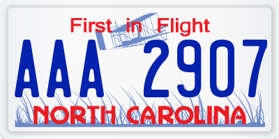 NC license plate AAA2907
