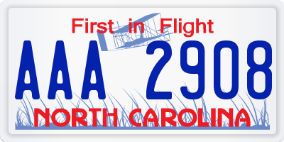 NC license plate AAA2908