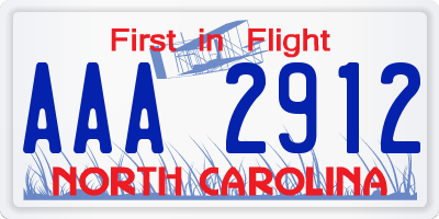 NC license plate AAA2912