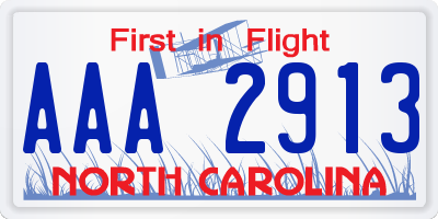 NC license plate AAA2913