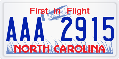 NC license plate AAA2915