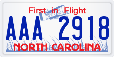 NC license plate AAA2918