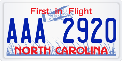 NC license plate AAA2920