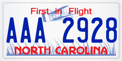 NC license plate AAA2928