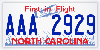 NC license plate AAA2929