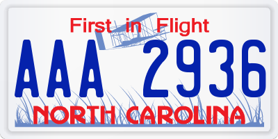 NC license plate AAA2936