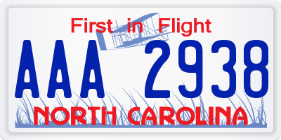 NC license plate AAA2938