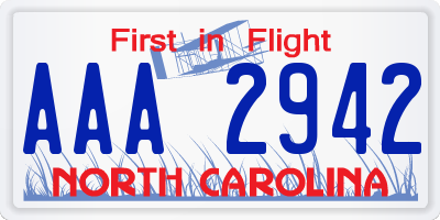 NC license plate AAA2942