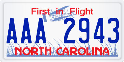 NC license plate AAA2943