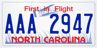 NC license plate AAA2947