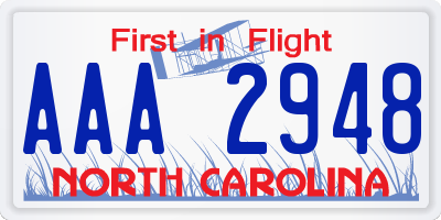 NC license plate AAA2948