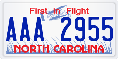 NC license plate AAA2955