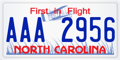 NC license plate AAA2956