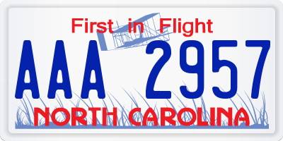 NC license plate AAA2957