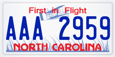 NC license plate AAA2959