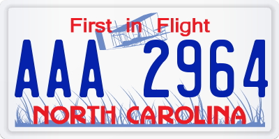 NC license plate AAA2964