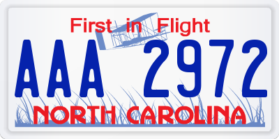 NC license plate AAA2972