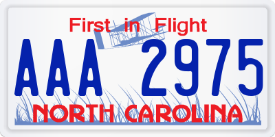 NC license plate AAA2975