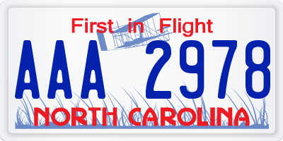 NC license plate AAA2978