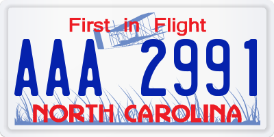 NC license plate AAA2991