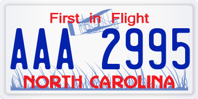 NC license plate AAA2995