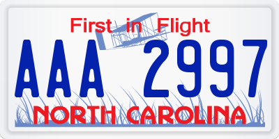 NC license plate AAA2997