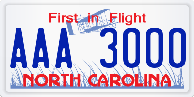 NC license plate AAA3000