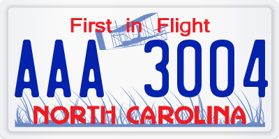 NC license plate AAA3004