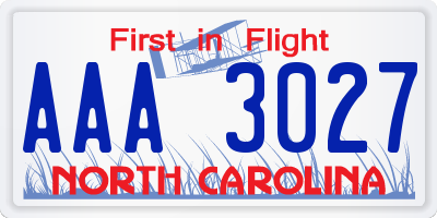 NC license plate AAA3027