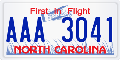 NC license plate AAA3041
