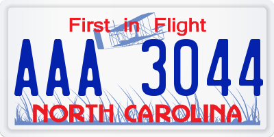 NC license plate AAA3044