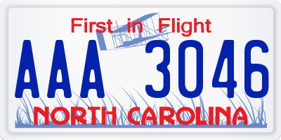 NC license plate AAA3046