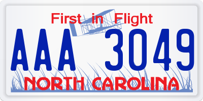 NC license plate AAA3049