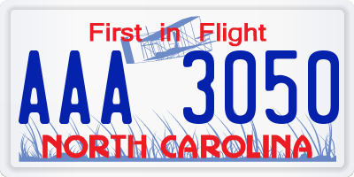 NC license plate AAA3050