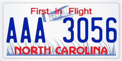 NC license plate AAA3056
