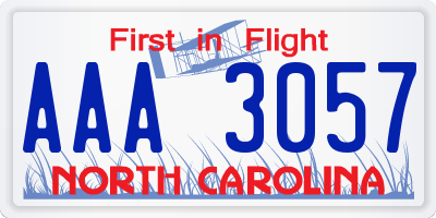 NC license plate AAA3057