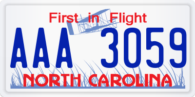 NC license plate AAA3059