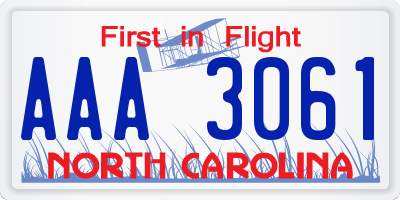 NC license plate AAA3061