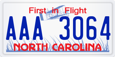 NC license plate AAA3064