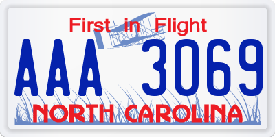 NC license plate AAA3069